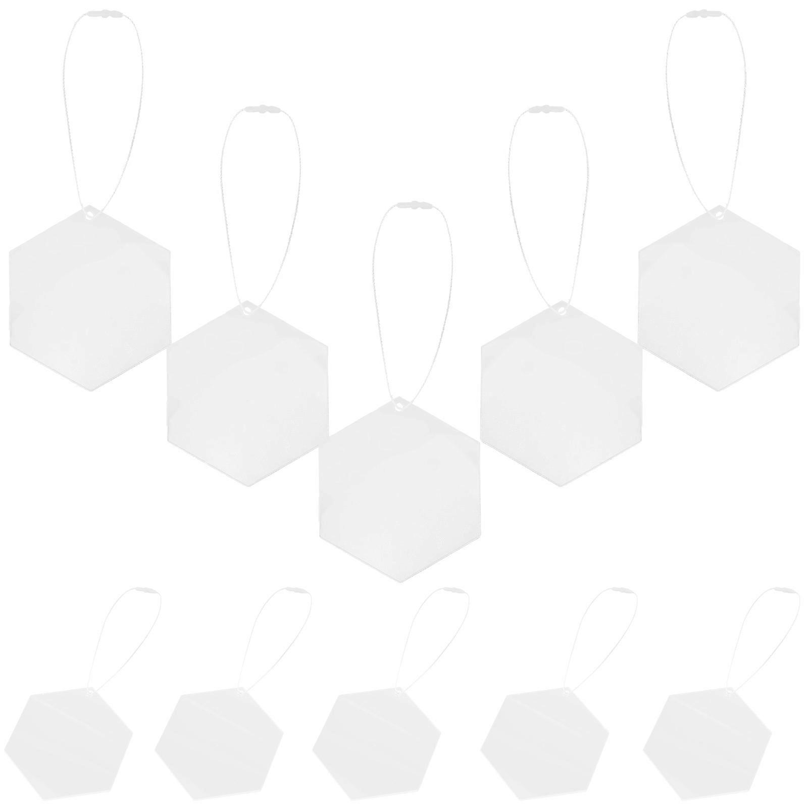 Clear Acrylic Craft Ornaments 3 Sets For Christmas Tree Hanging Decorations 7.3X6.5CM Hexagon DIY Design Transparent Decor