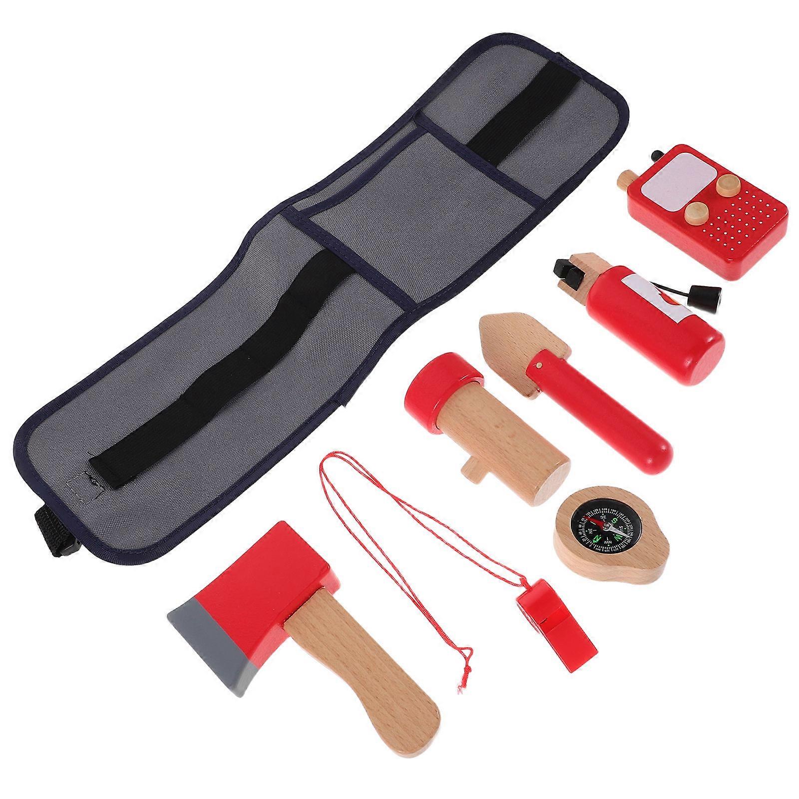Firefighter Role Play Set for Kids with Wooden Tools and Fire Extinguisher 4Sets