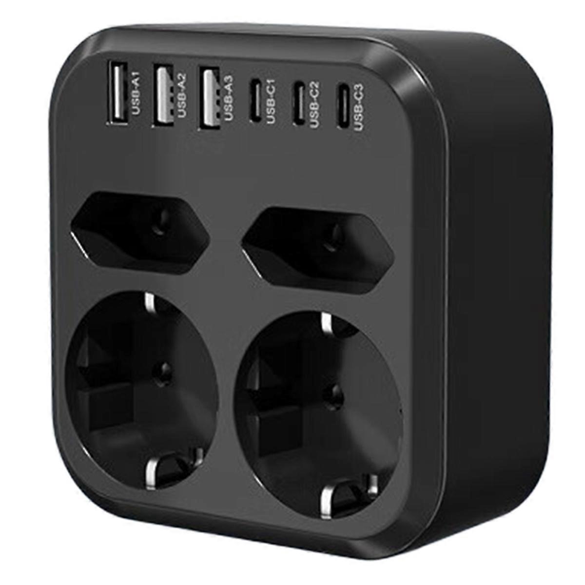 10 in 1 3500W EU Plug Power Strip with 4AC Outlets 6USB 17W Fast Charging 7 Safety System Socket Ex