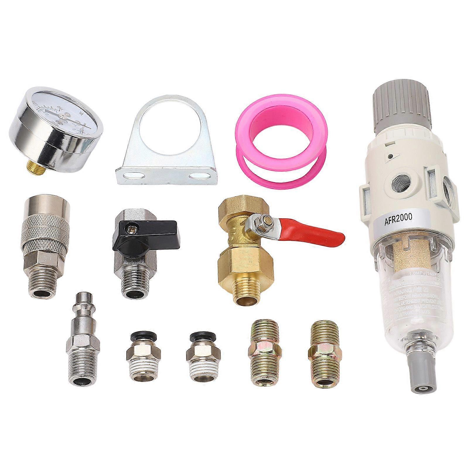 Air Filter Pressure Regulator 2 in 1 Compressed Air Water Separator Regulator with 150PSI Gauge for Pneumatic Tool 1/2 Inch Ball Valve