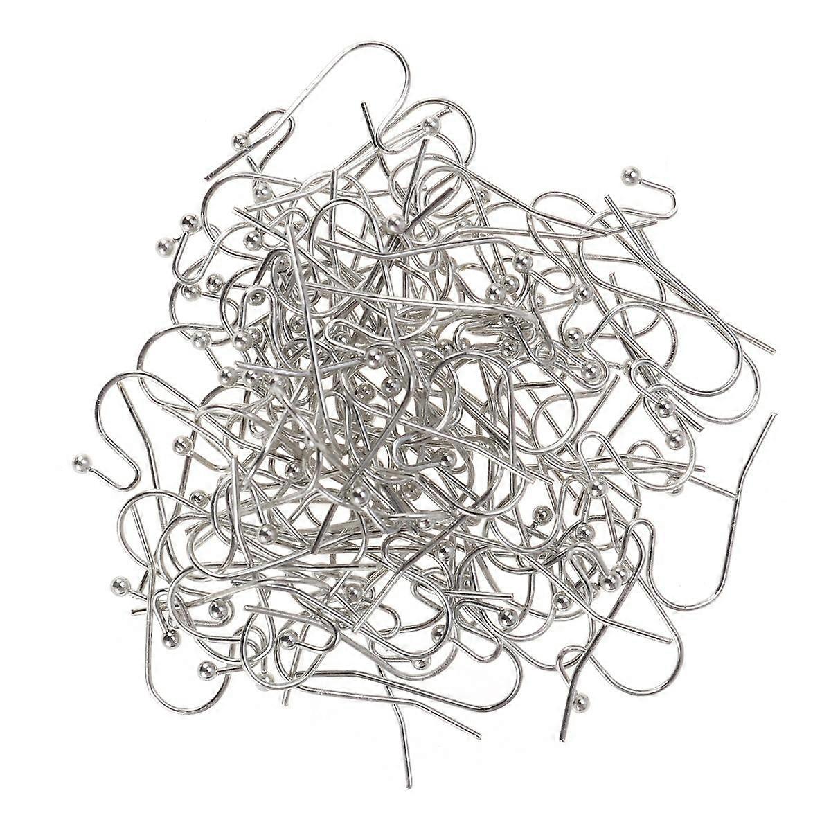 100Pcs Silver Earring Hooks Handmade DIY Ear Tone Wire with Spring and Ball