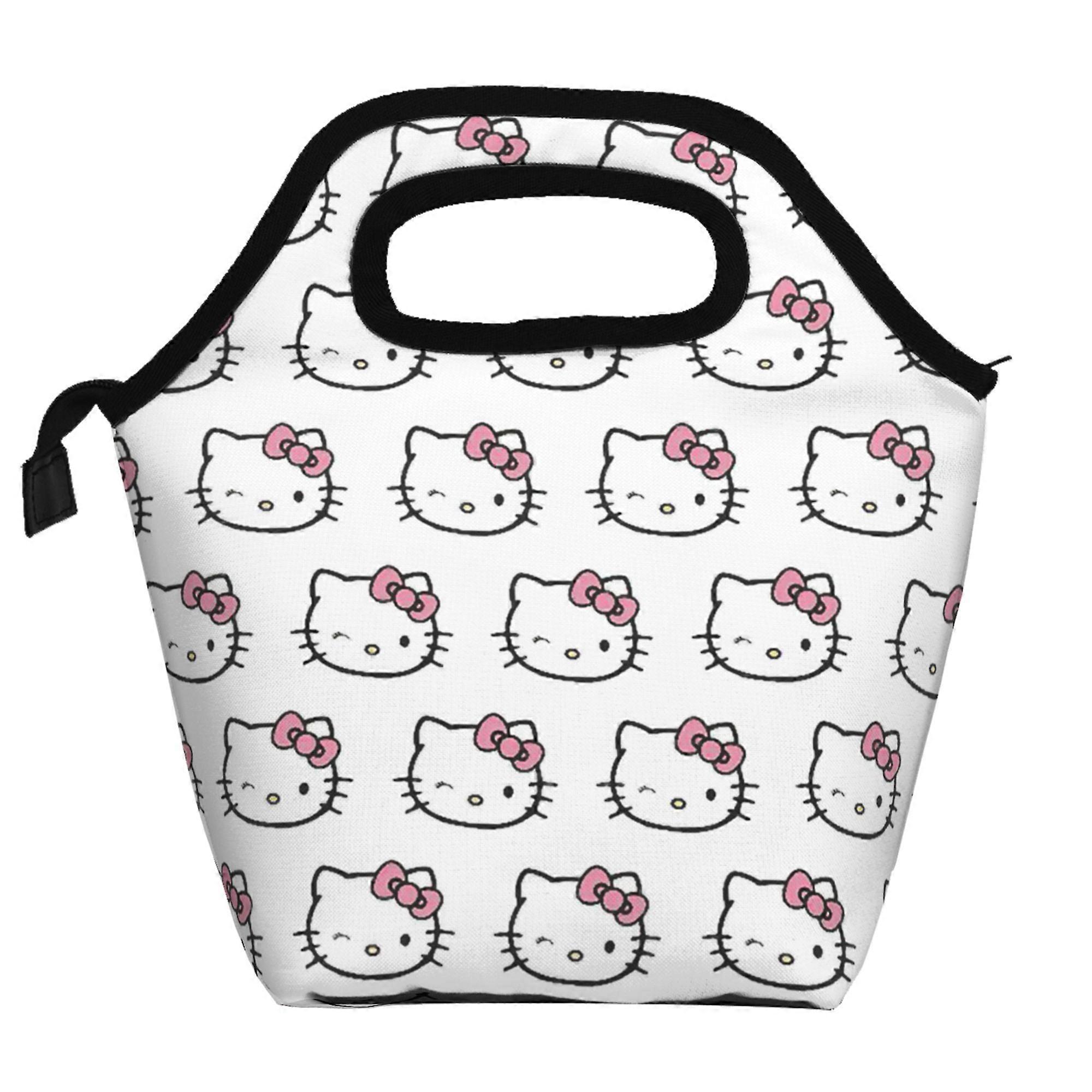 Hello Kitty Lunch Bag Soft Polyester Lunch Bag Portable Insulated Zipper Bento Bag Foldable Reusable Lunch Tote Bag Unisex