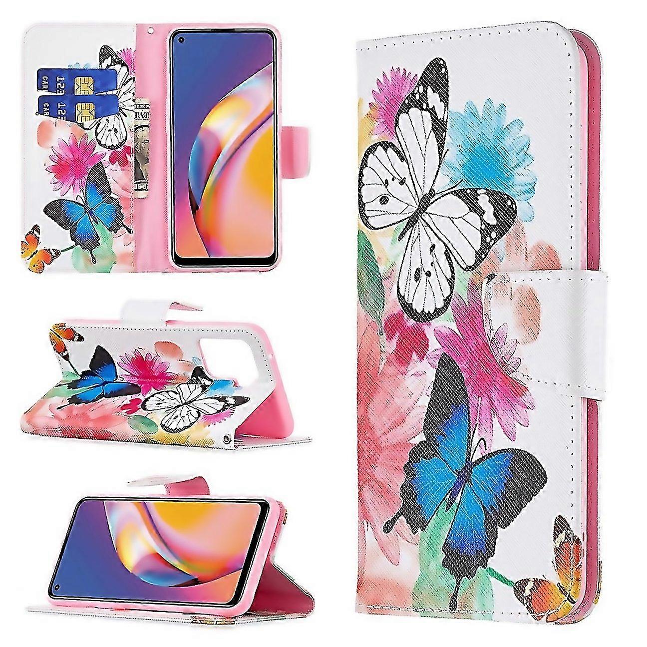 For Oppo A94 4g Reno5 F F19 Pro Colored Drawing Pattern Horizontal Flip Leather Case With Holder Car