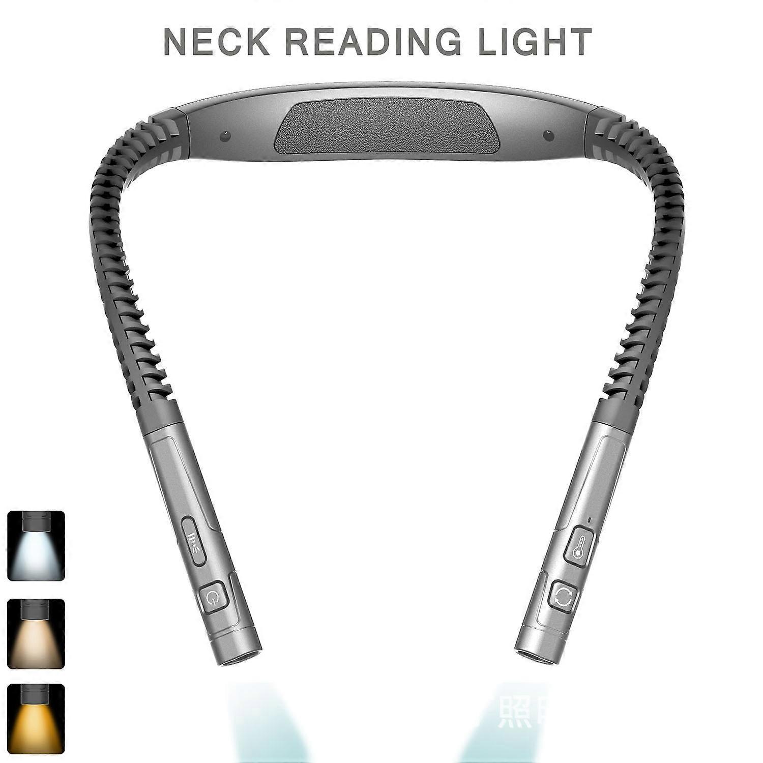 Reading Lights for Books for Bed Travel 3 Colors and 5 Brightness Adjustable Bendable Arms  Rechargeable ong Lasting Neck Reading Light Rechargeable