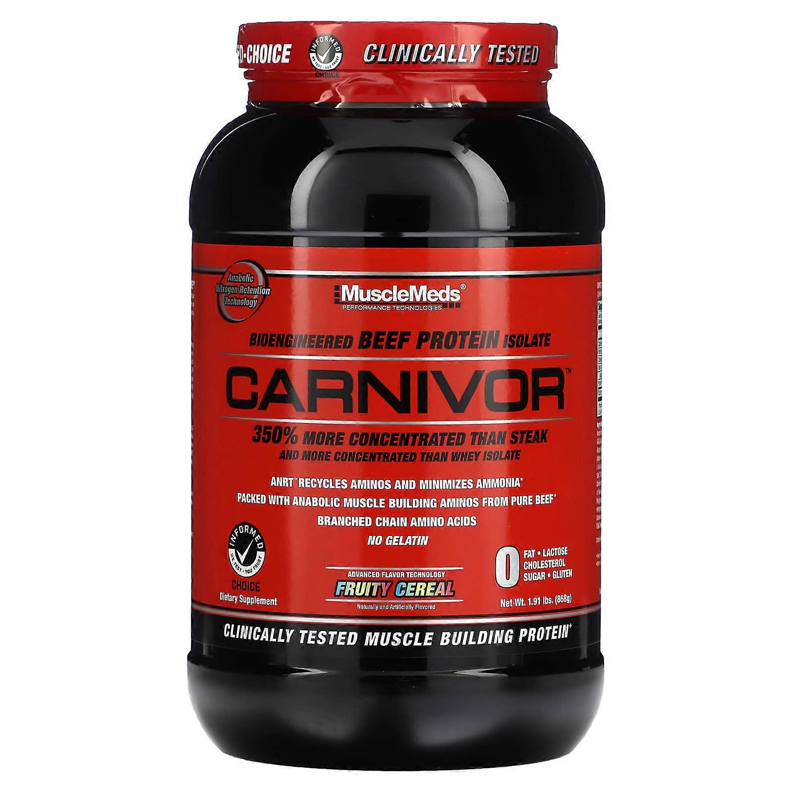 Carnivor, Bioengineered Beef Protein Isolate, Fruity Cereal, 1.91 lbs (868 g)
