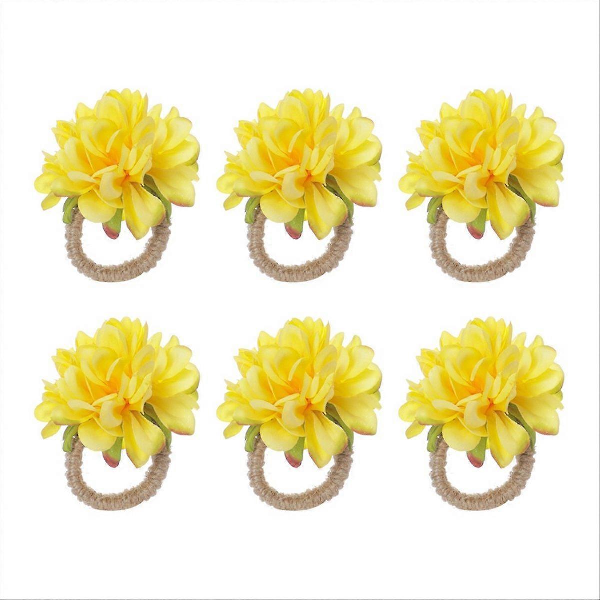 Flower Dinner Napkin Holder for Table Decoration Yellow