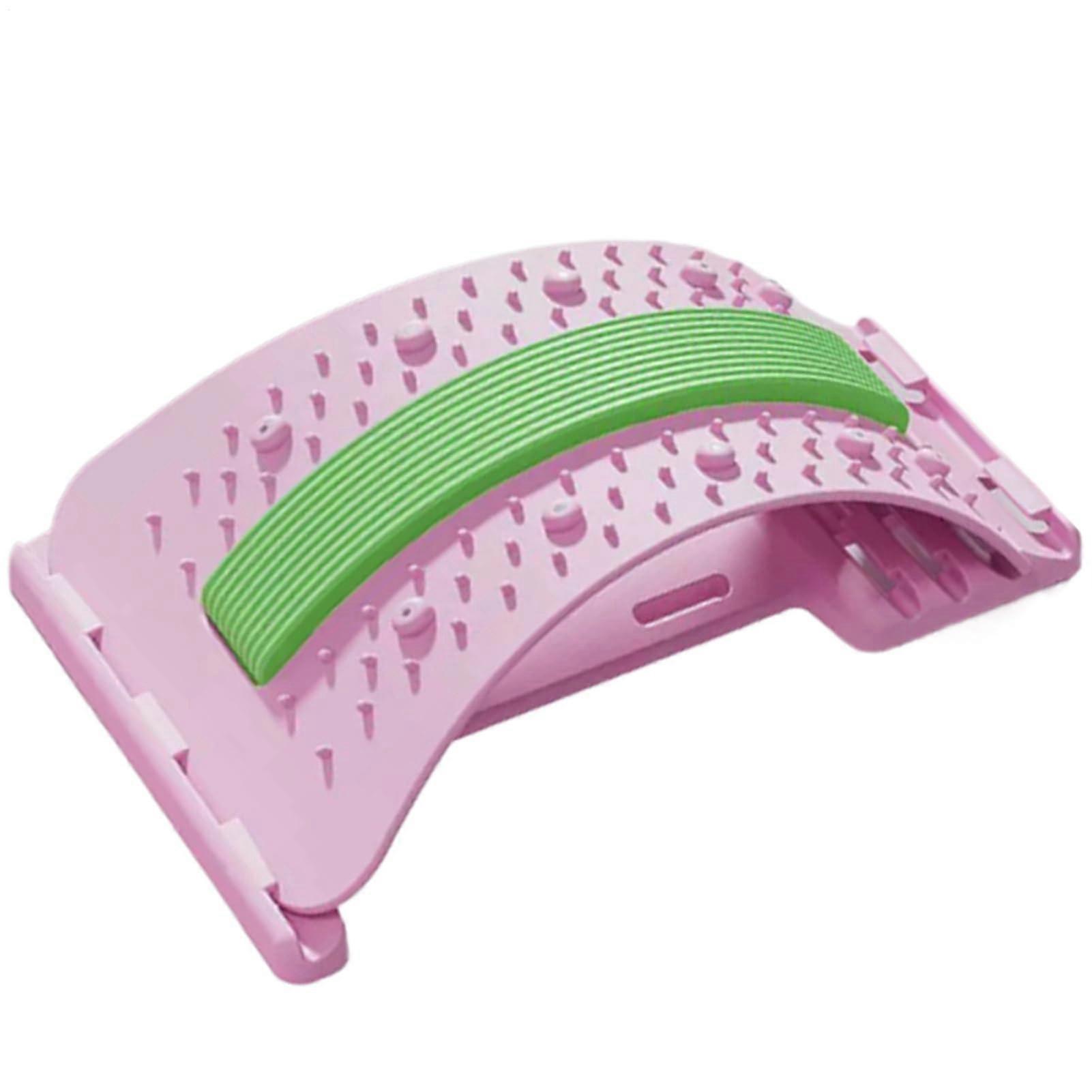 Back Stretcher Massager Level 3 Model, Adjustable Lumbar Massager, NonSlip Pink, For Bed Use