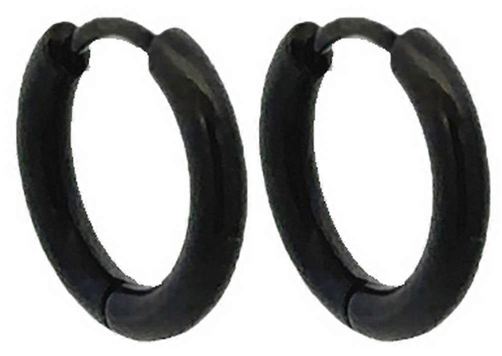 Ti2 Titanium Small Round Hinged Hoop Earrings - Black
