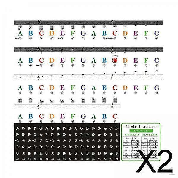 2x Piano Keyboard Sticker Labels for 88 /61/ 54/ 49/37 Key Beginner