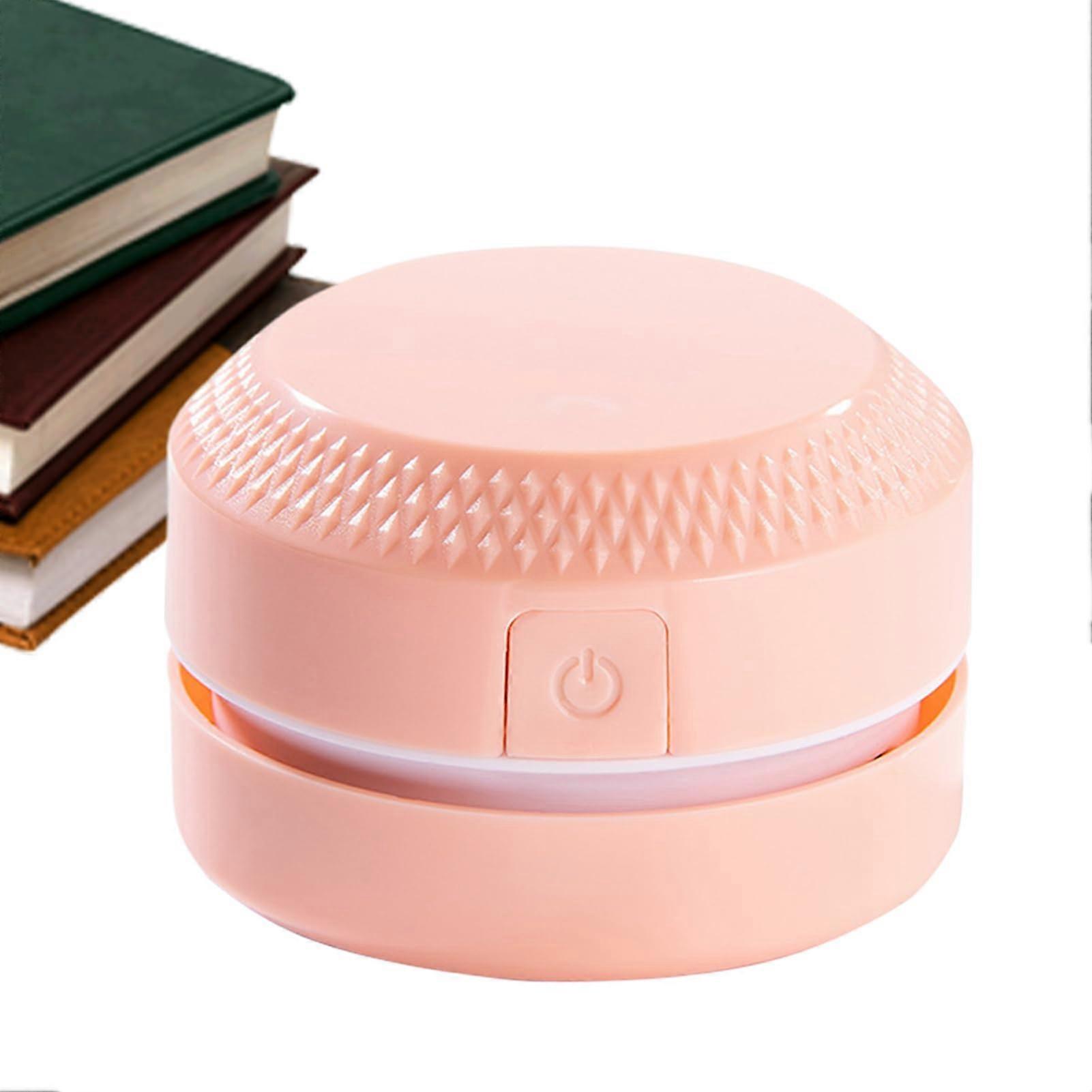 Desktop Vacuum Cleaner with 360° Suction Low Noise for Desk, Windowsill, Craft Area, Pink Portable