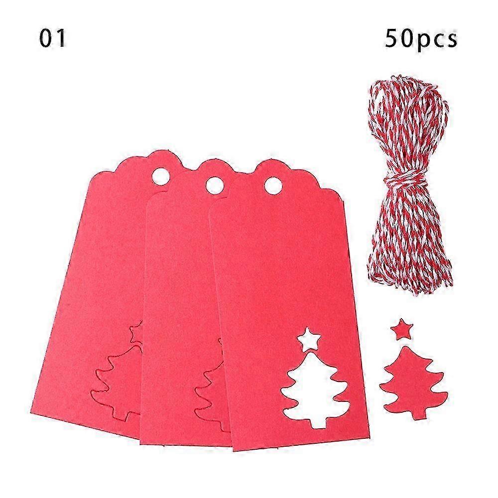 Xmas Tree Hanging Kraft Paper Tags Christmas Card Label Thanks Tag Snowflake