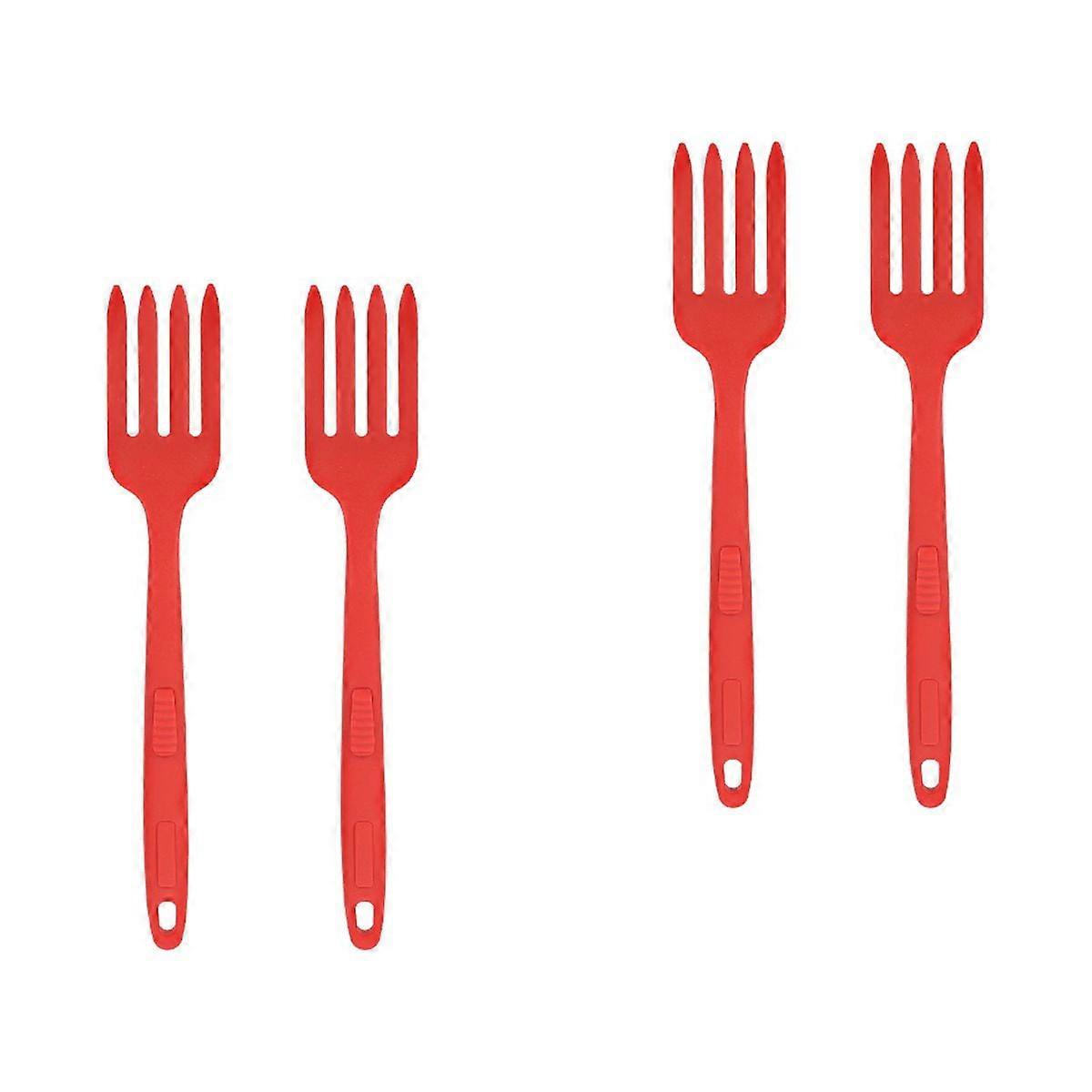 4 Pcs Silicone Cooking Fork Ergonomic Silicone Fork Safe Cooking Fork Spaghetti Fork