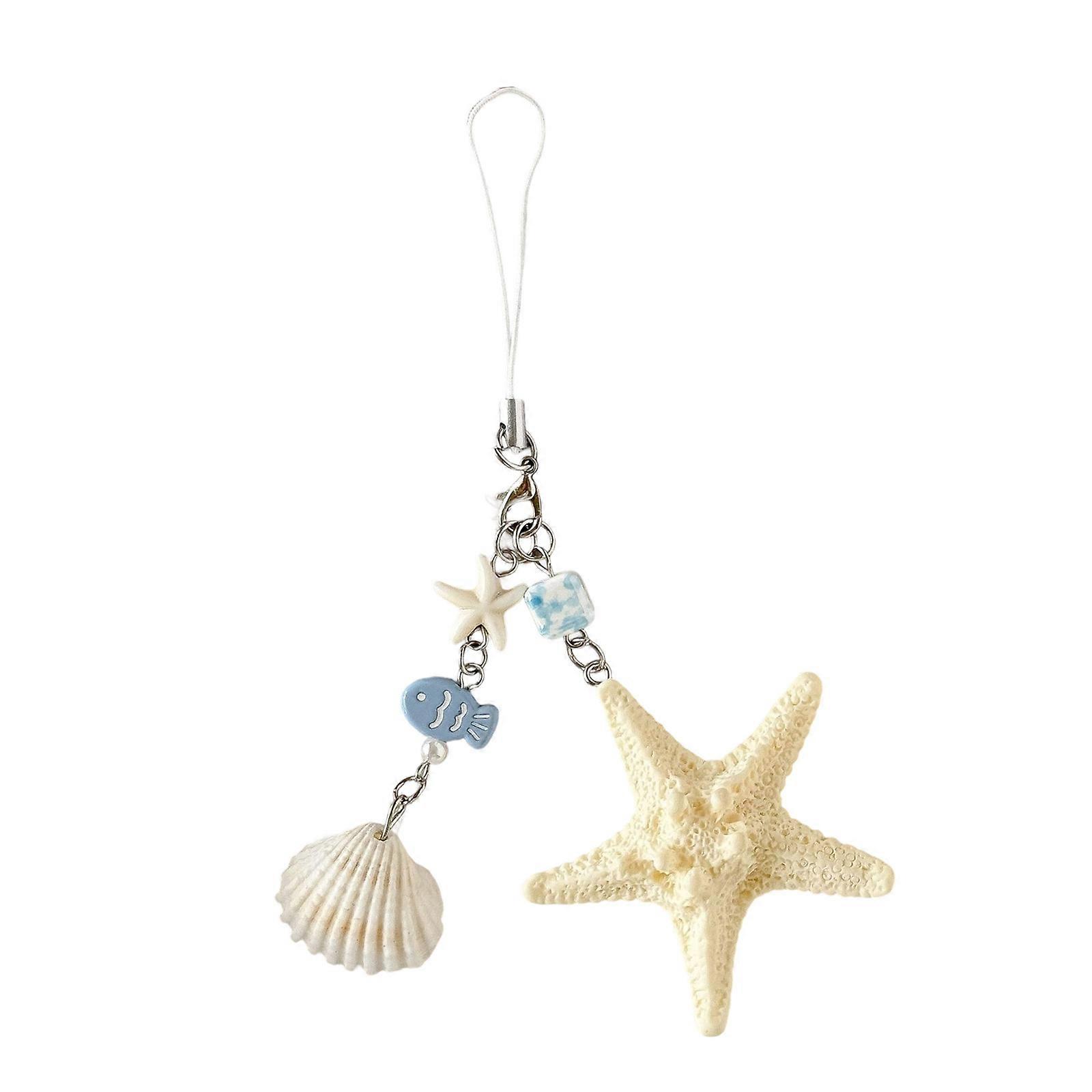 Stylish Oceanics Inspired Keychain With Realistic Sea Star Shell Designs for Everyday Use Multicolor