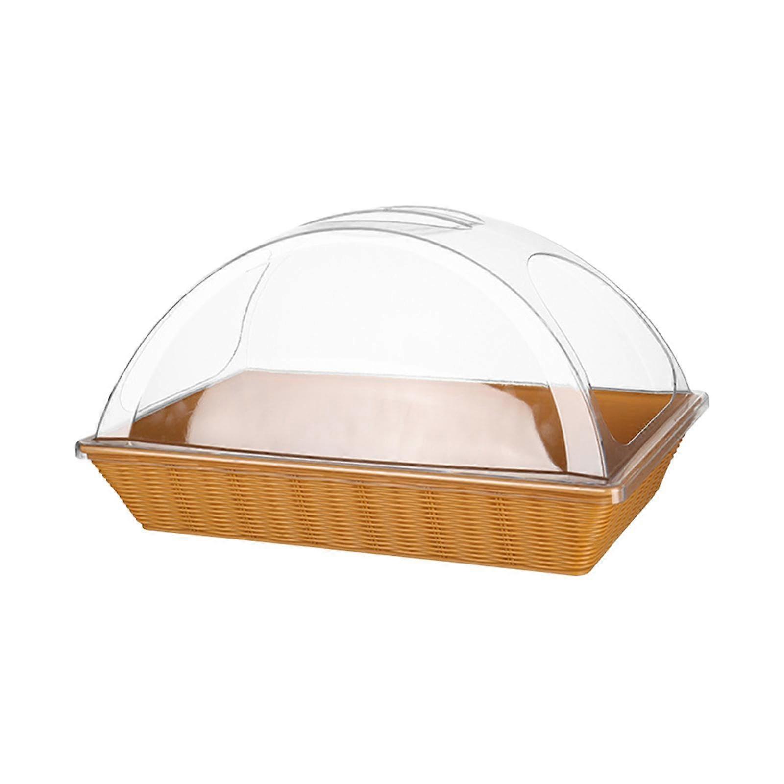 Bread Basket with Clear Lid for Serving Snacks, Desserts and Pastries at Picnic or Parties