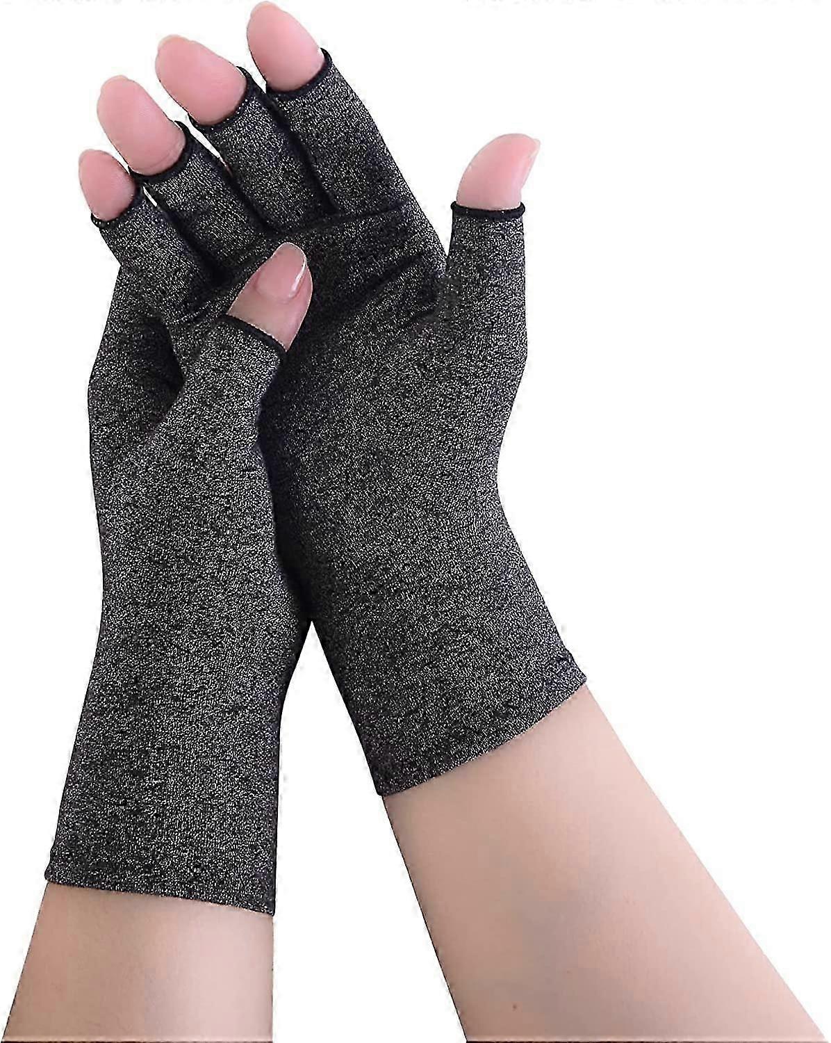 2 par antiartroshandskar kompressionshandskar för smärtkanal karpal och muskler fingrar mans grå)