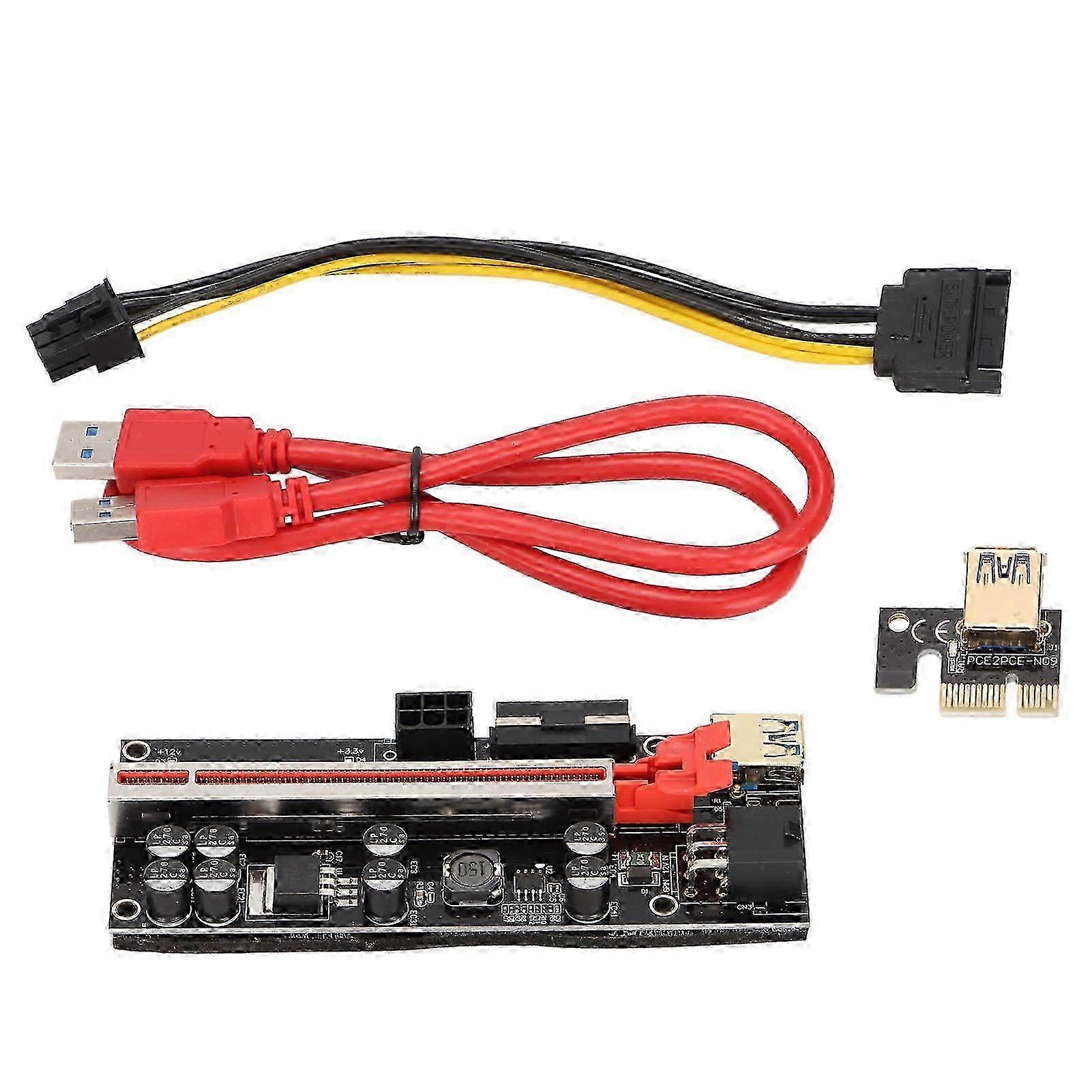 PCIE Riser Adapter Card 1X to 16X Easy Operation 4 FP Capacitor High Conversion Efficiency PCI E Riser