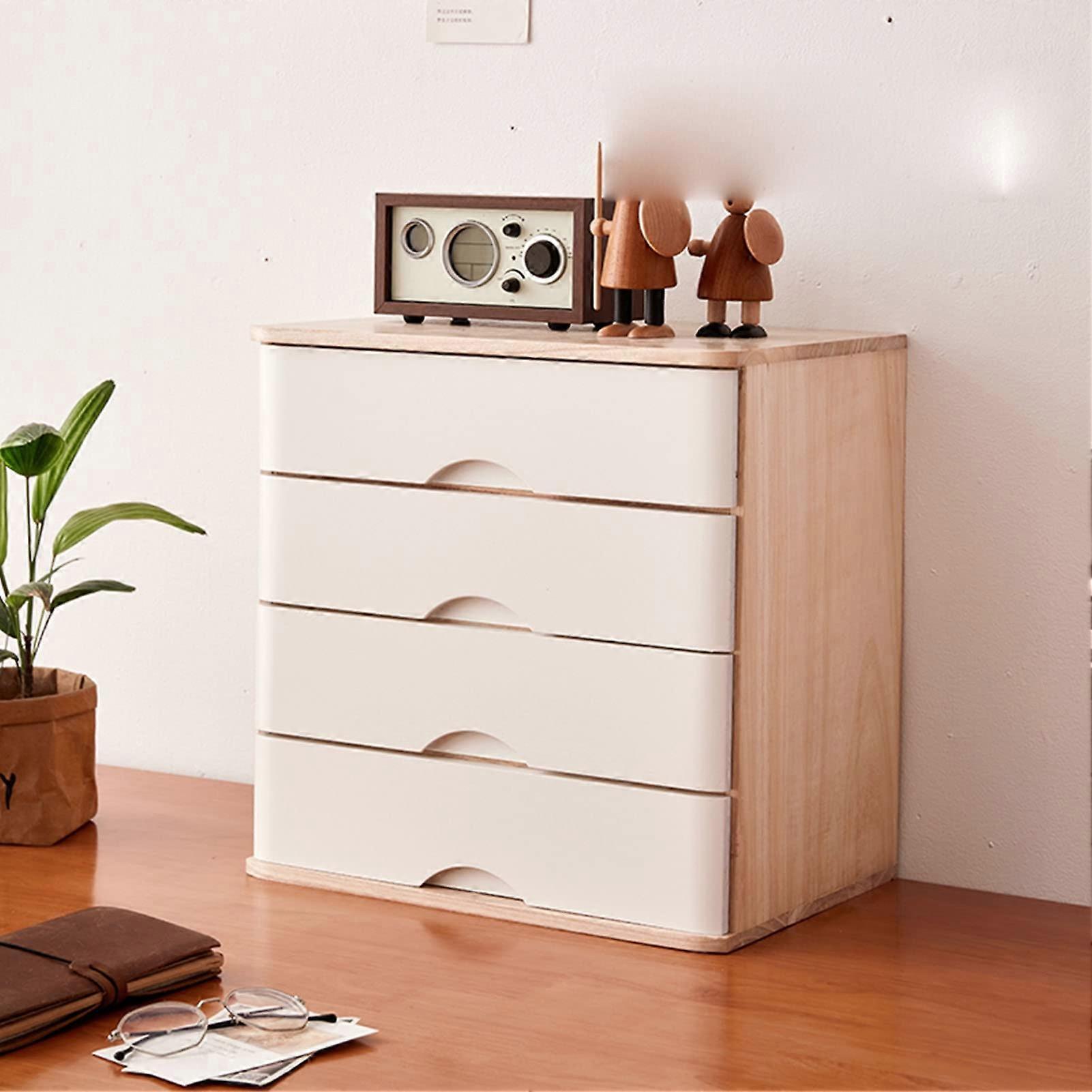 Wooden Desktop File Cabinet with Lockable Drawers for A4 Documents and Office Supply Storage Ref: 8477