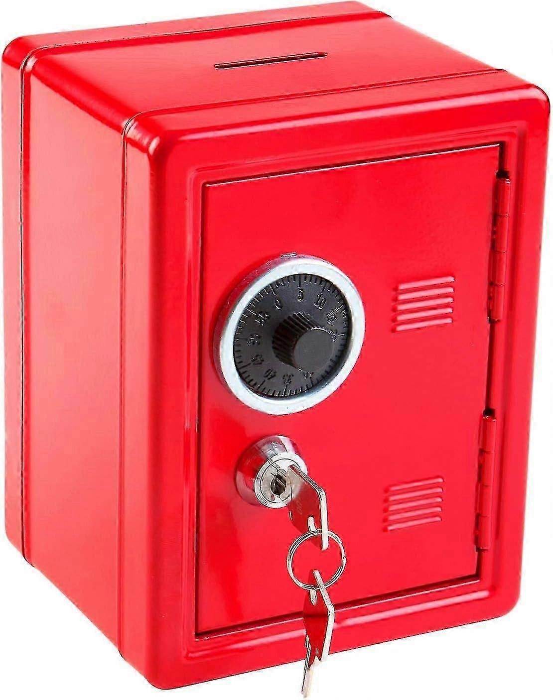 Economy Safe, 120 X 100 X 160 Mm, Red, With Key And Mechanical Combination Lock-QJWL