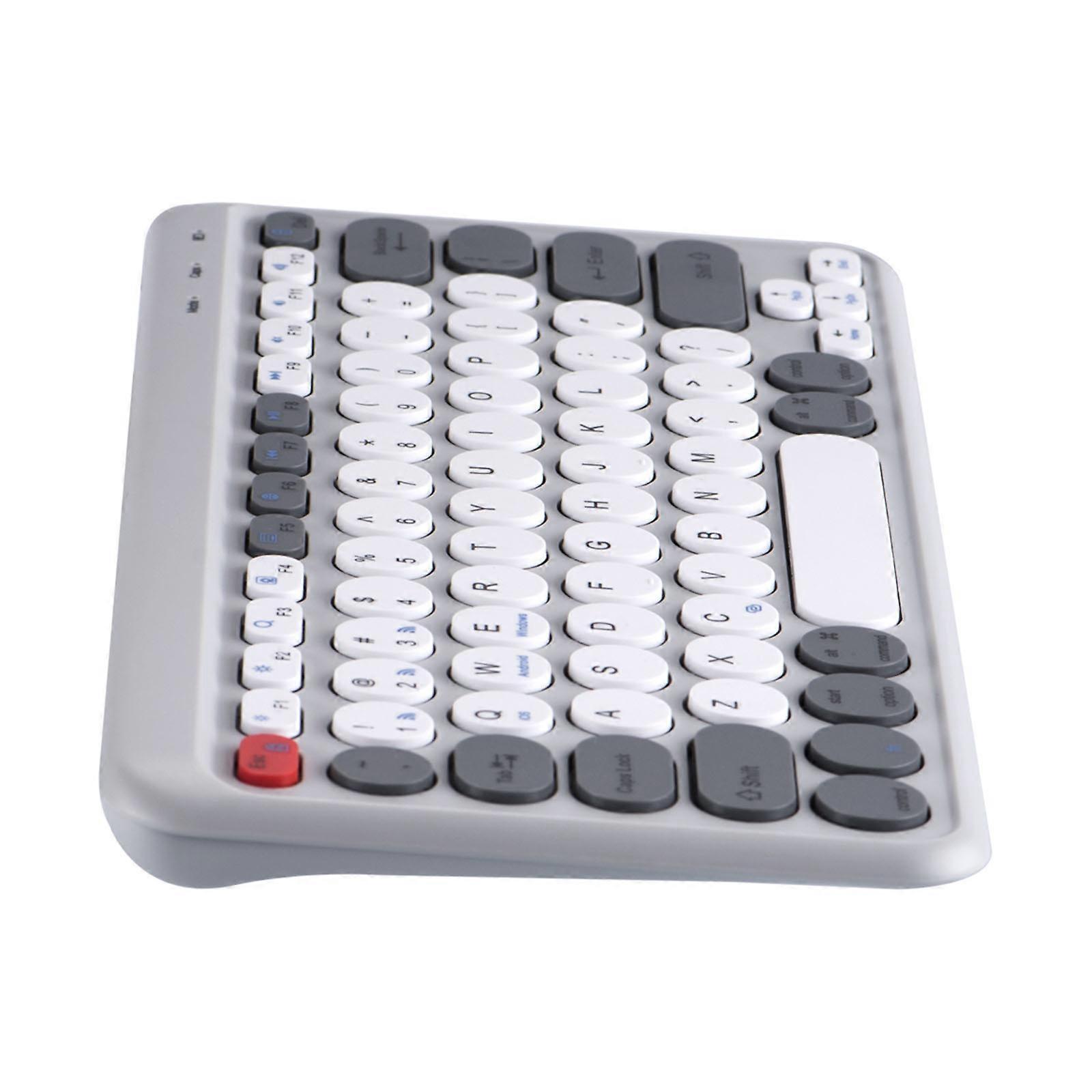 78Key Ergonomic Wireless Keyboard 2.4Ghz Bluetoothcompatible & USB Connection Round Punk Keycap Keypad for Multi Devices  Grey