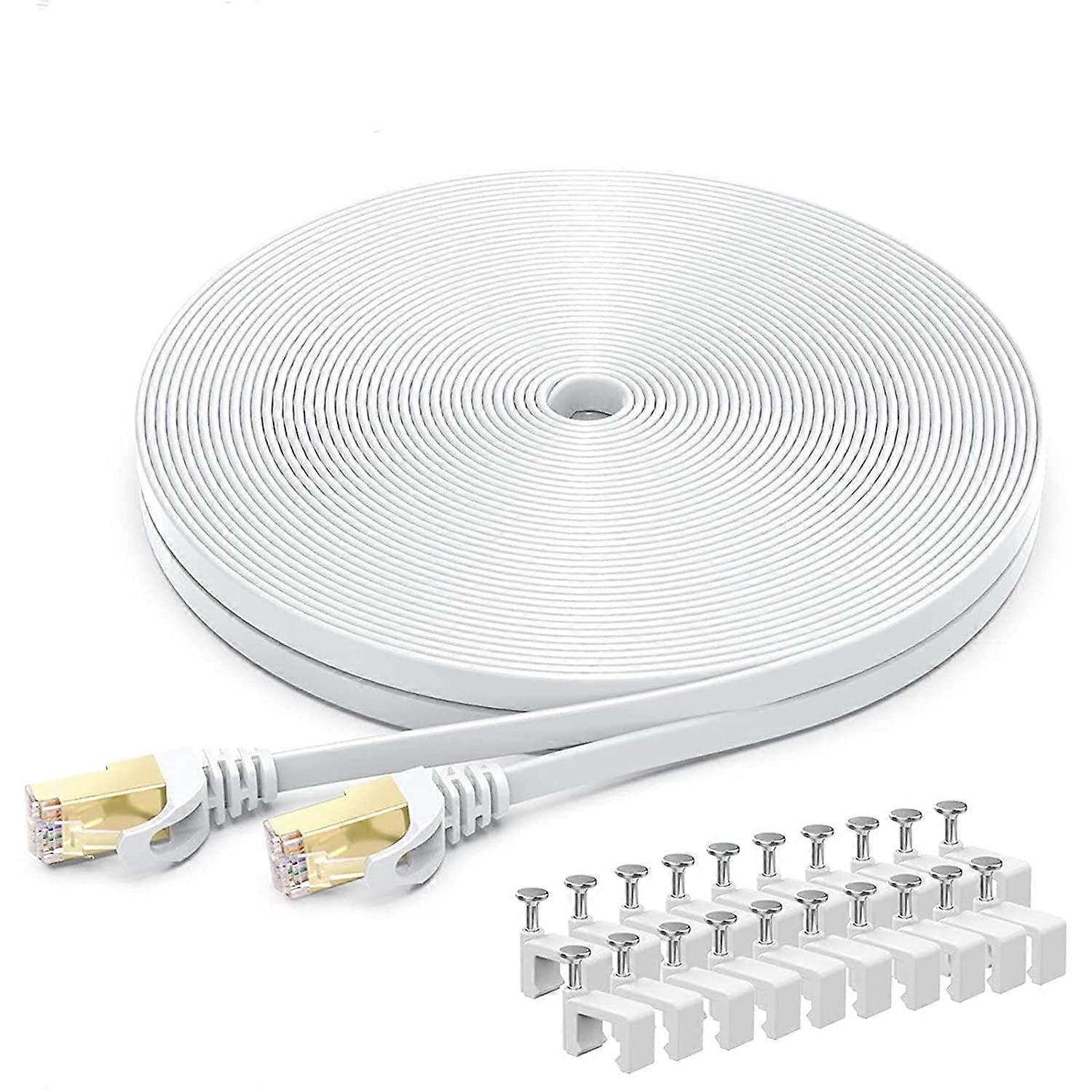 CAT8 Ethernet Cable 100ft, High Speed Flat Internet Network Computer Patch Cord, 40Gbps 2000Mhz Faster Than