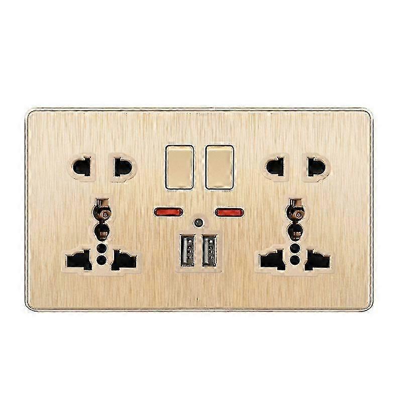 Multifunction 13A wall outlet for home, with USB charging and push button