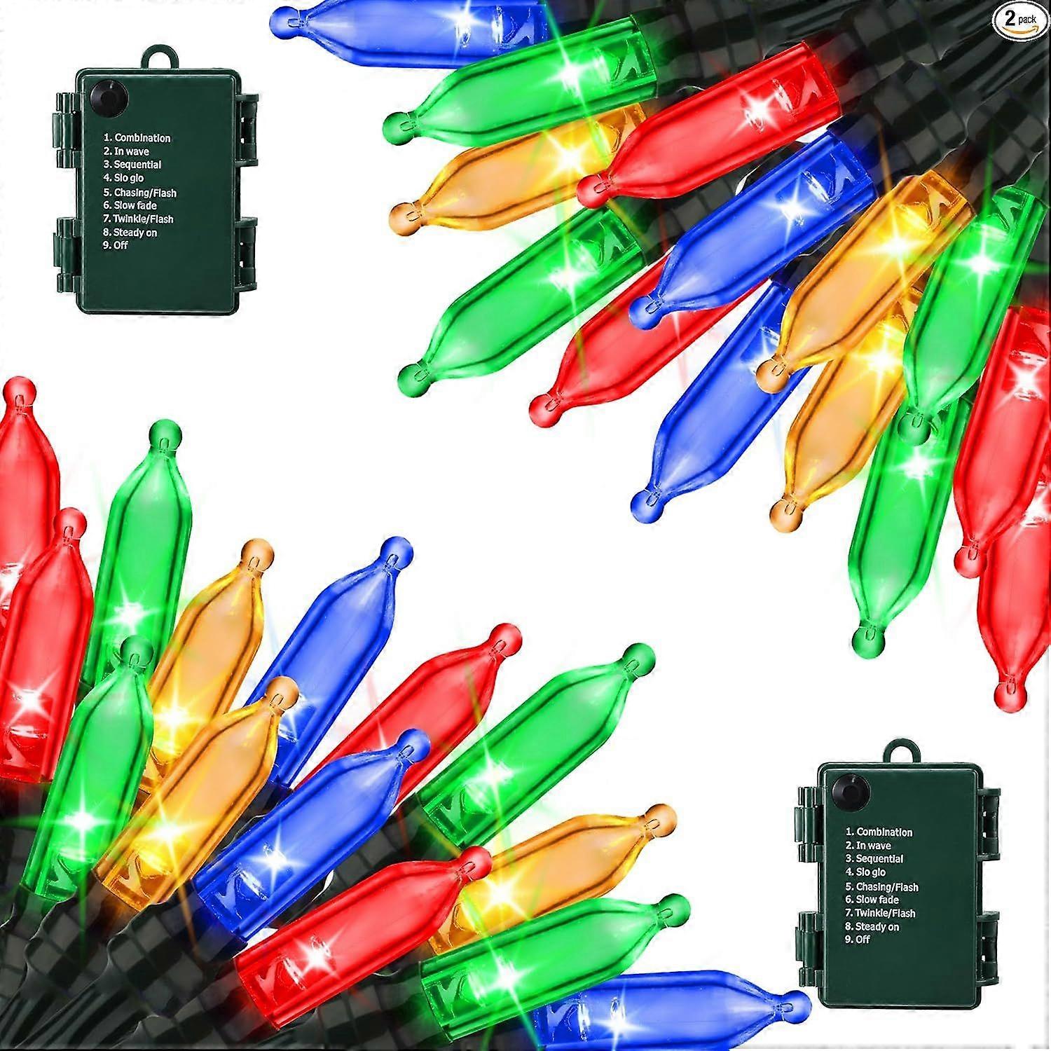 Battery Operated Christmas Lights - 2 Pack Total 33ft 100LEDs Mini String Lights 8 Modes Waterproof with Timer for Home, Garden, Party, Holiday, Tree 