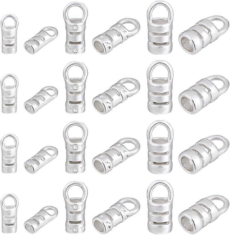 925 Sterling Silver Cord End Caps 30pcs 3 Sizes Tassel Caps Leather Cord End Cap Jewelry End Cap Golden End Tip with Loop for Earrings Bracelets Neckl