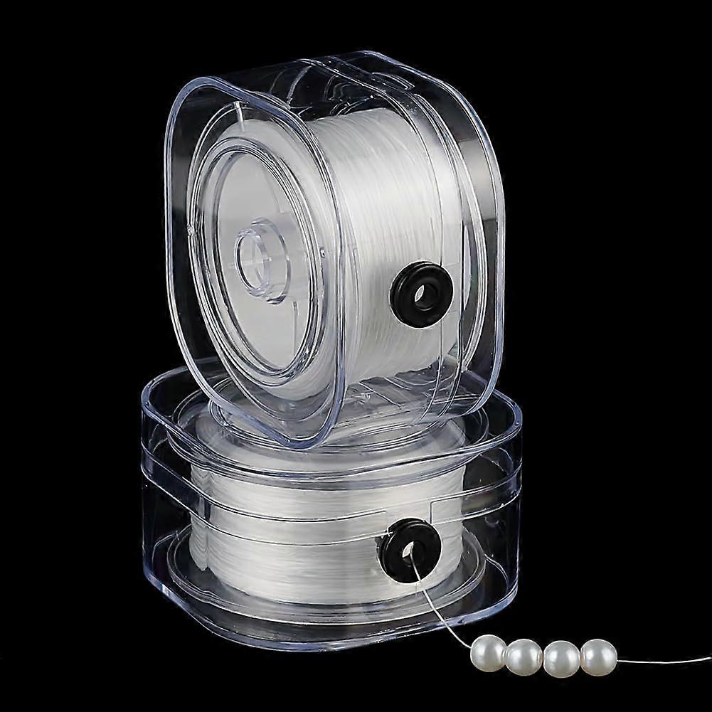 502Yards Stretchy String for Bracelets 2 Rolls 0.2mm Elastic Bracelet String Flat Beading Thread Jewelry String Thin Elastic Cord for Bracelet Necklac