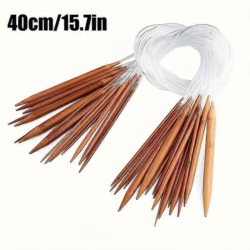 Circular Knitting Needle Set with Smooth Wooden Tip and Transparent Storage Tube -18 Sizes (2mm-10mm)