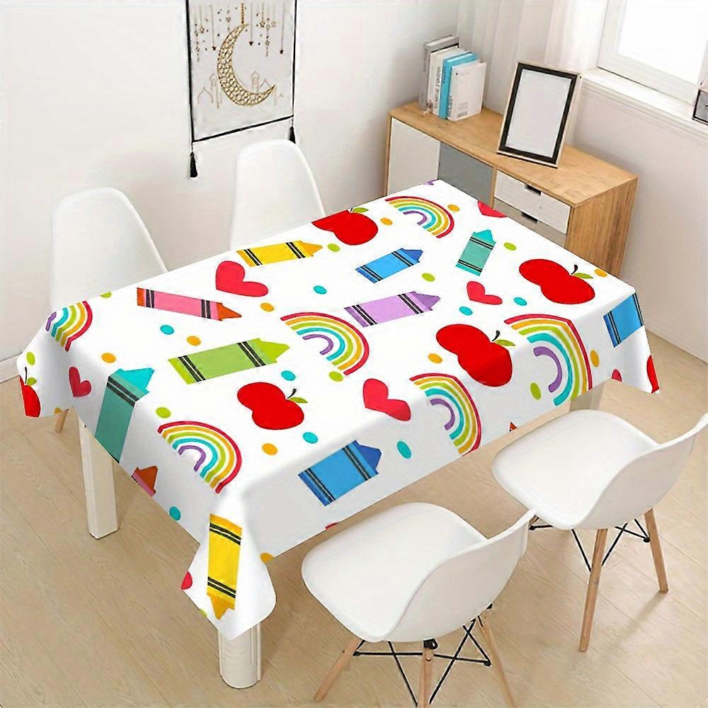 1pc Back-to-School Season Tablecloth - Soft & Durable Polyester with Playful School-Themed Prints, Party Tablecloth