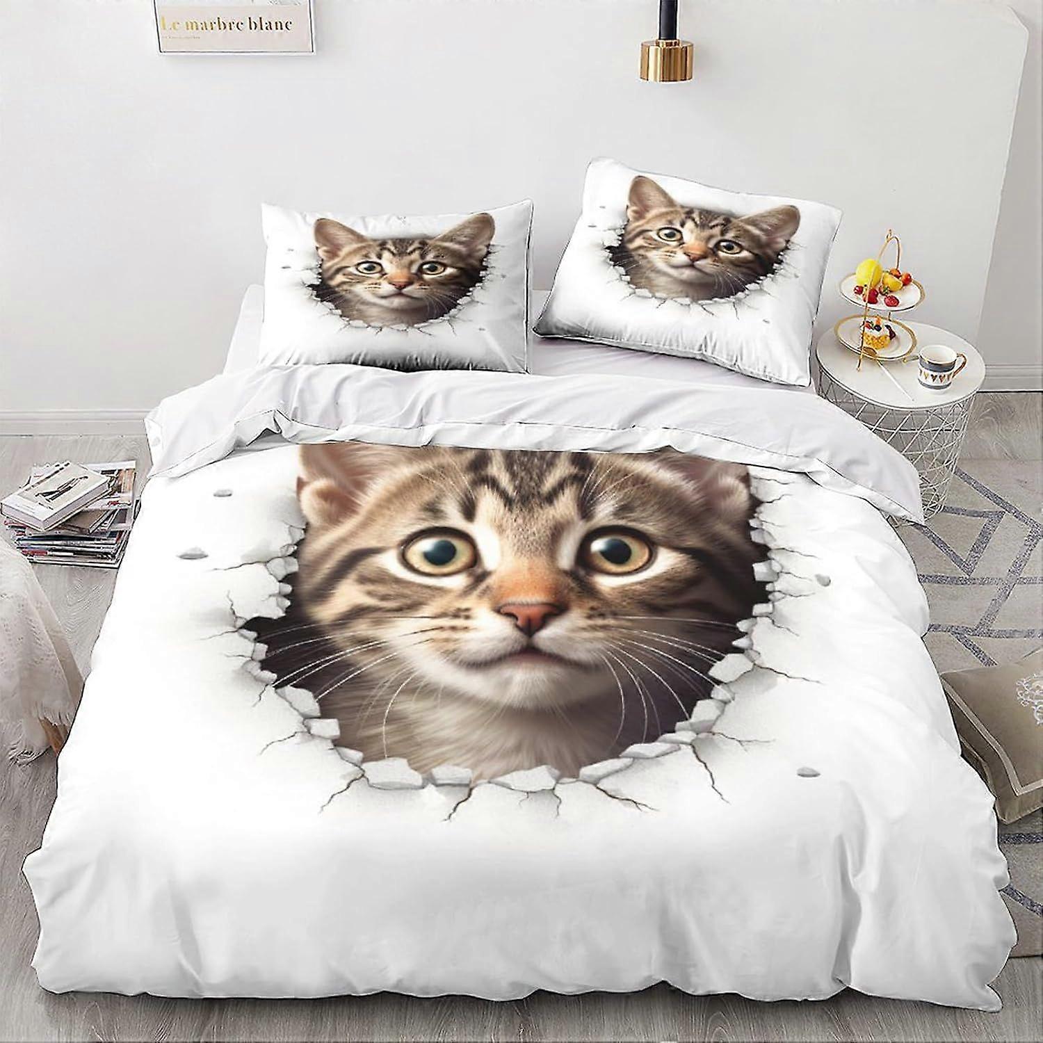 غطاء لحاف لحاف القط وأغطية وسائد 3D لطيف كيتي تصميم نمط خفيفة الوزن ستوكات مجموعة الفراش الحيوانية