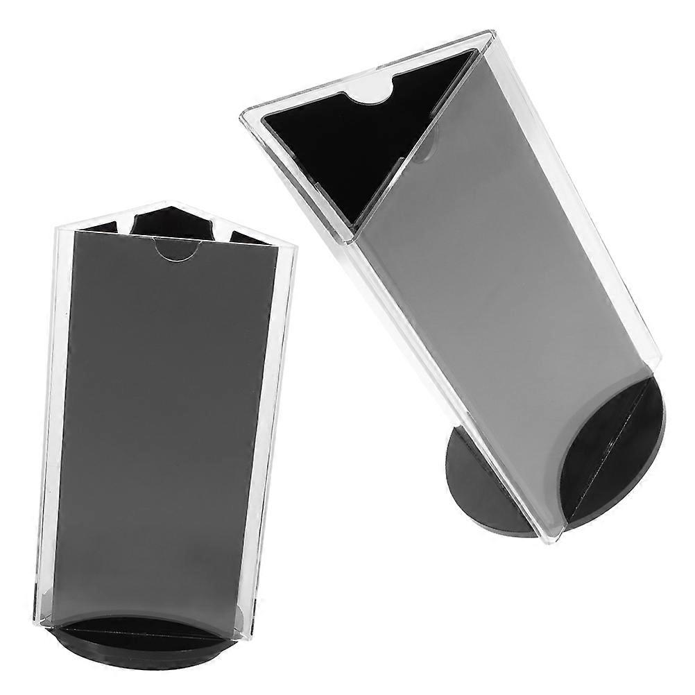 Triangular Rotating Sign Holder Acrylic Table Card for Display 2Pcs Black
