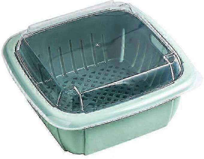 مصفاة مطبخ 3 في 1 مع غطاء - مجموعات / تخزين وعاء مصفاة فواكه وخضروات بلاستيكية مزدوجة الطبقة ، لتنظيف الحبوب المختلطة والصرف الصحي و Fresh-ke