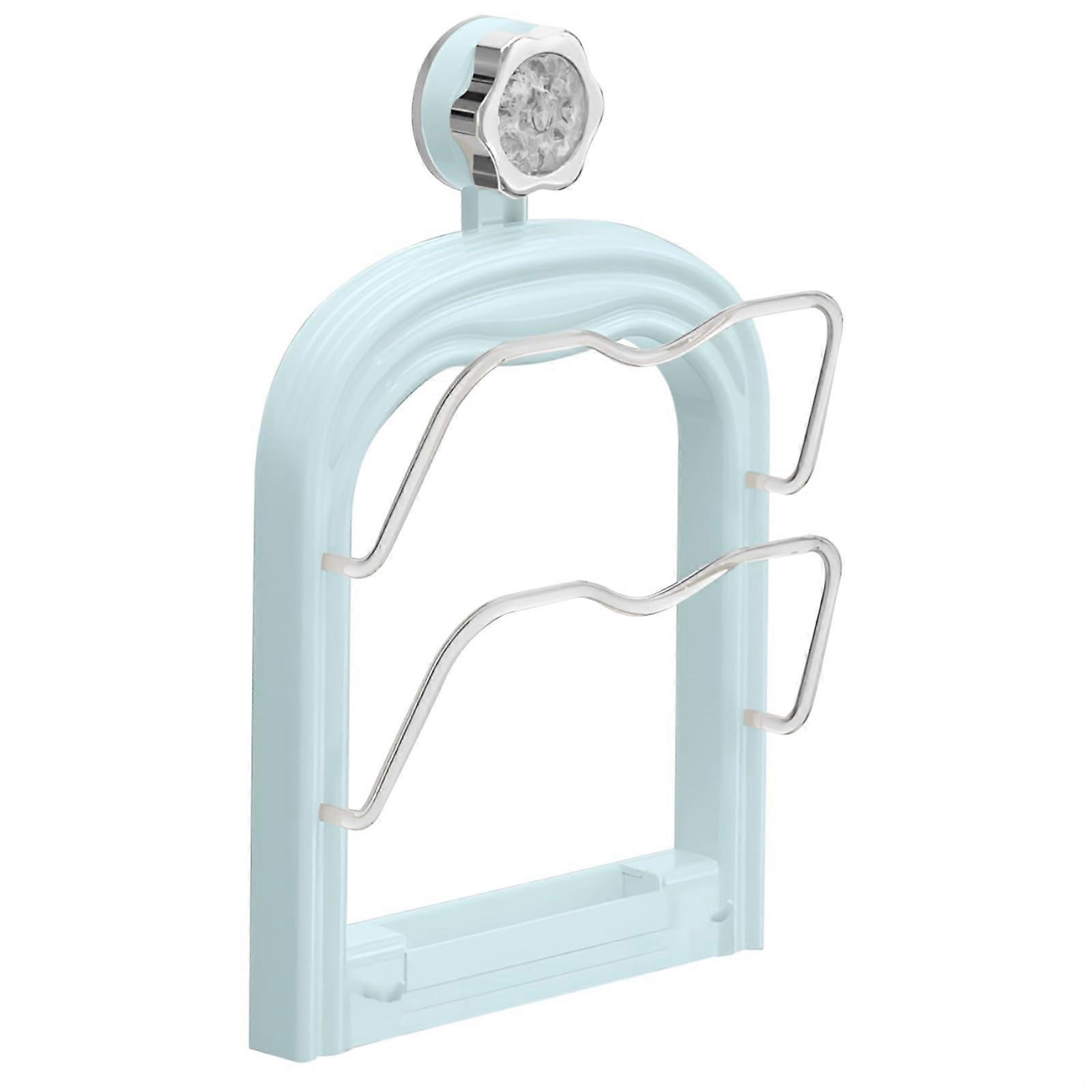 Wall Mounted Pot Lid Organizer with Adjustable Rack, Suction Cup Hold and Removable Drain Tray
