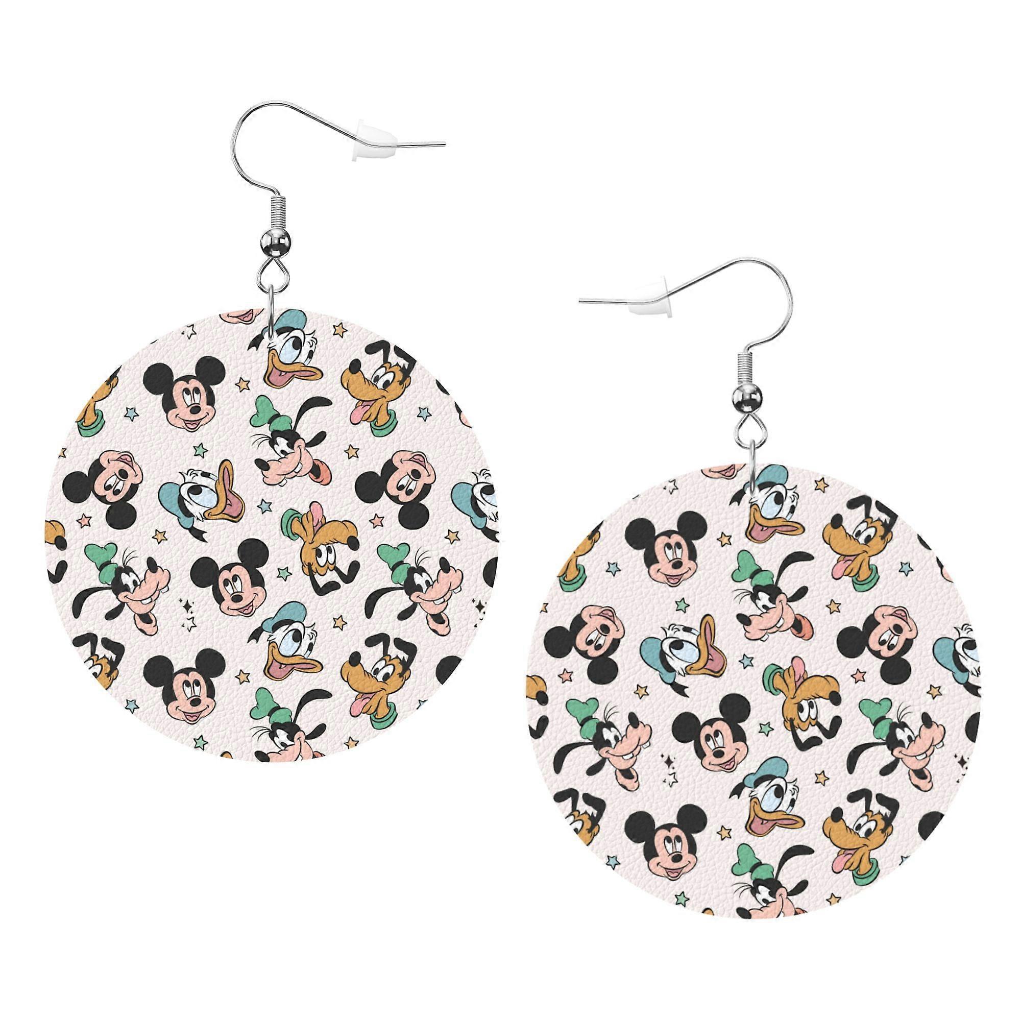 Cartoon Mickey Mouse Leather Earrings Christmas Decorative Design Faux Leather Earring Lightweight Dangle Drop Earrings for Women
