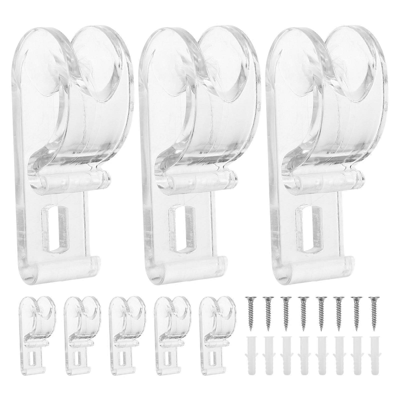 Transparent Roller Blind Hooks Set for Cord Operation with Mounting Brackets