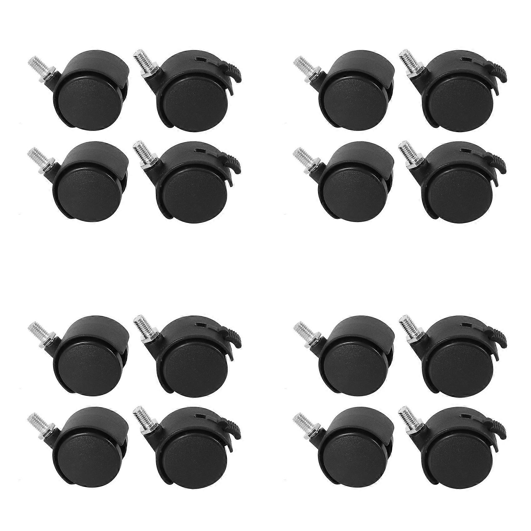 Set of 16 Screw in Caster Wheels - 8 with Lock Function
