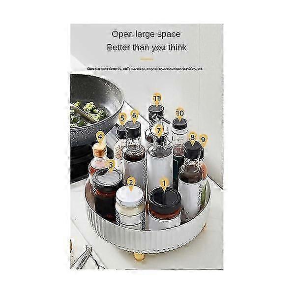 Rotating shelf spice rack spice jar household rotating storage shelf white