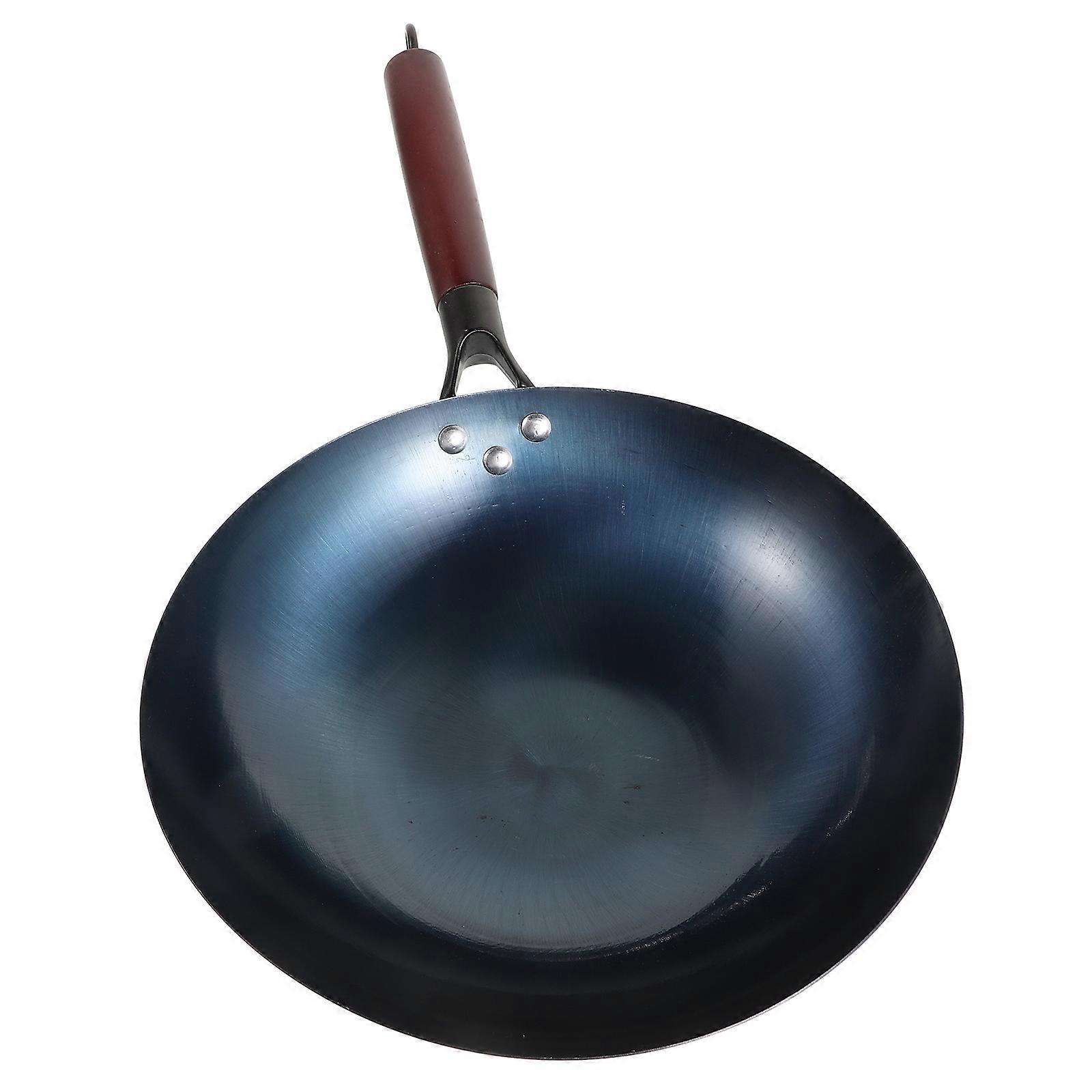 OUNONA 7 Inch Iron Frying Pan with Wood Handle in Multi Color for Home Easy to Clean and Stable