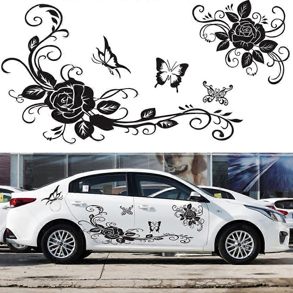 2 PCS/Set D-72 Butterfly Love Flower Pattern Car Modified Decorative Sticker