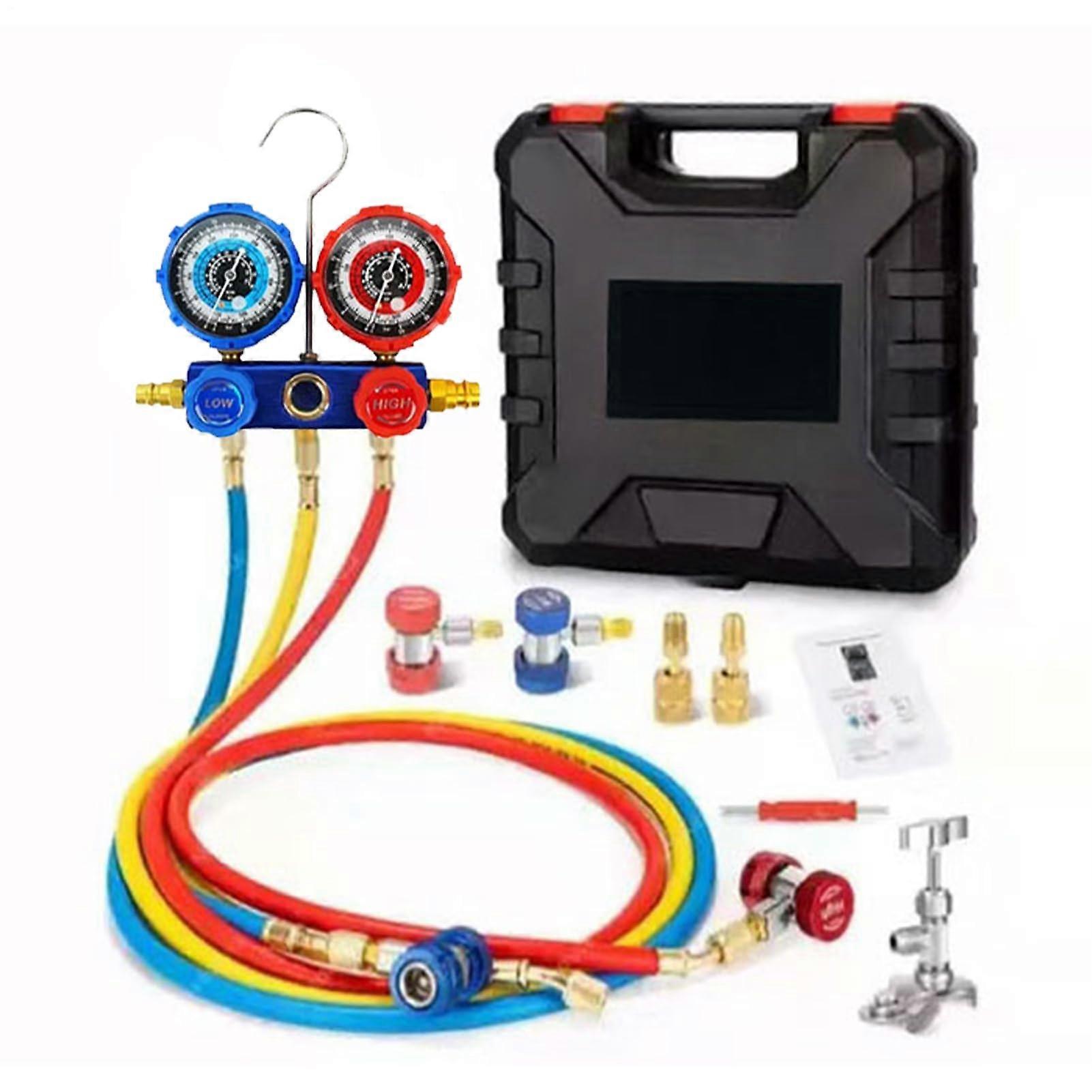 HVAC Manifold Gauge Set with Durable Brass, Accurate Pressure, R134a R410a R22 AC Recharge Kit