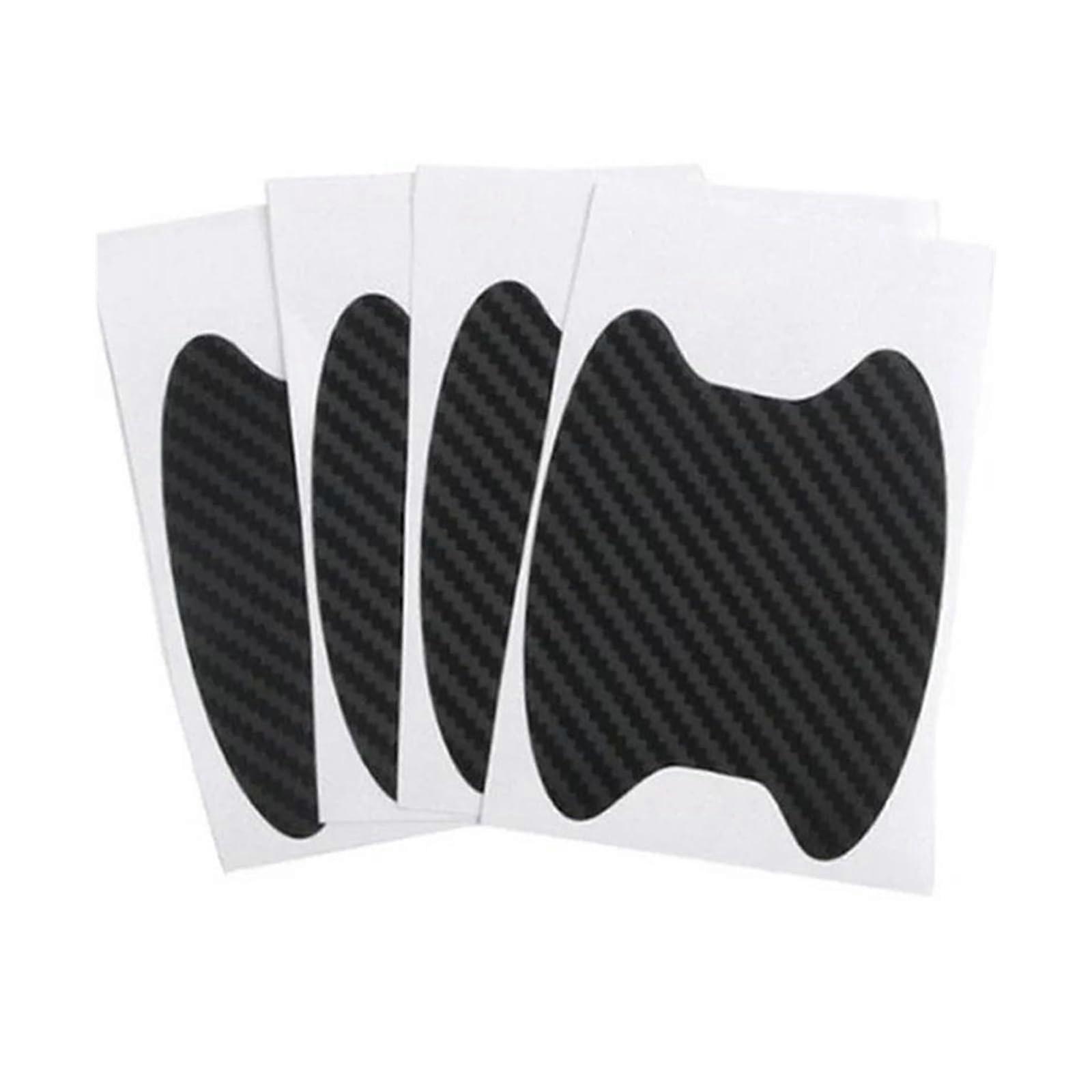 Car Door Handle Protector Carbon Fiber Finish AntiScratch Universal 4Pcs Black
