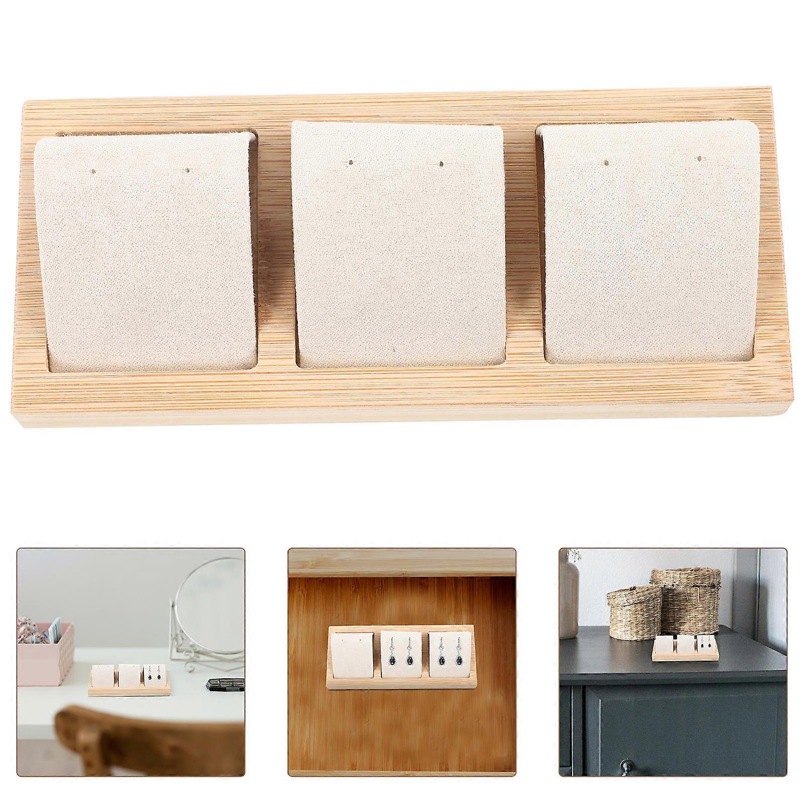 Ear Studs Holder Bamboo Organizer for Storage Use with Stable Stand