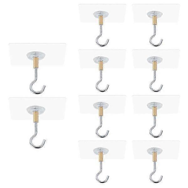 Self-adhesive ceiling hooks, 10 pack ceiling hooks, adhesive ceiling hooks can bear 5 kg