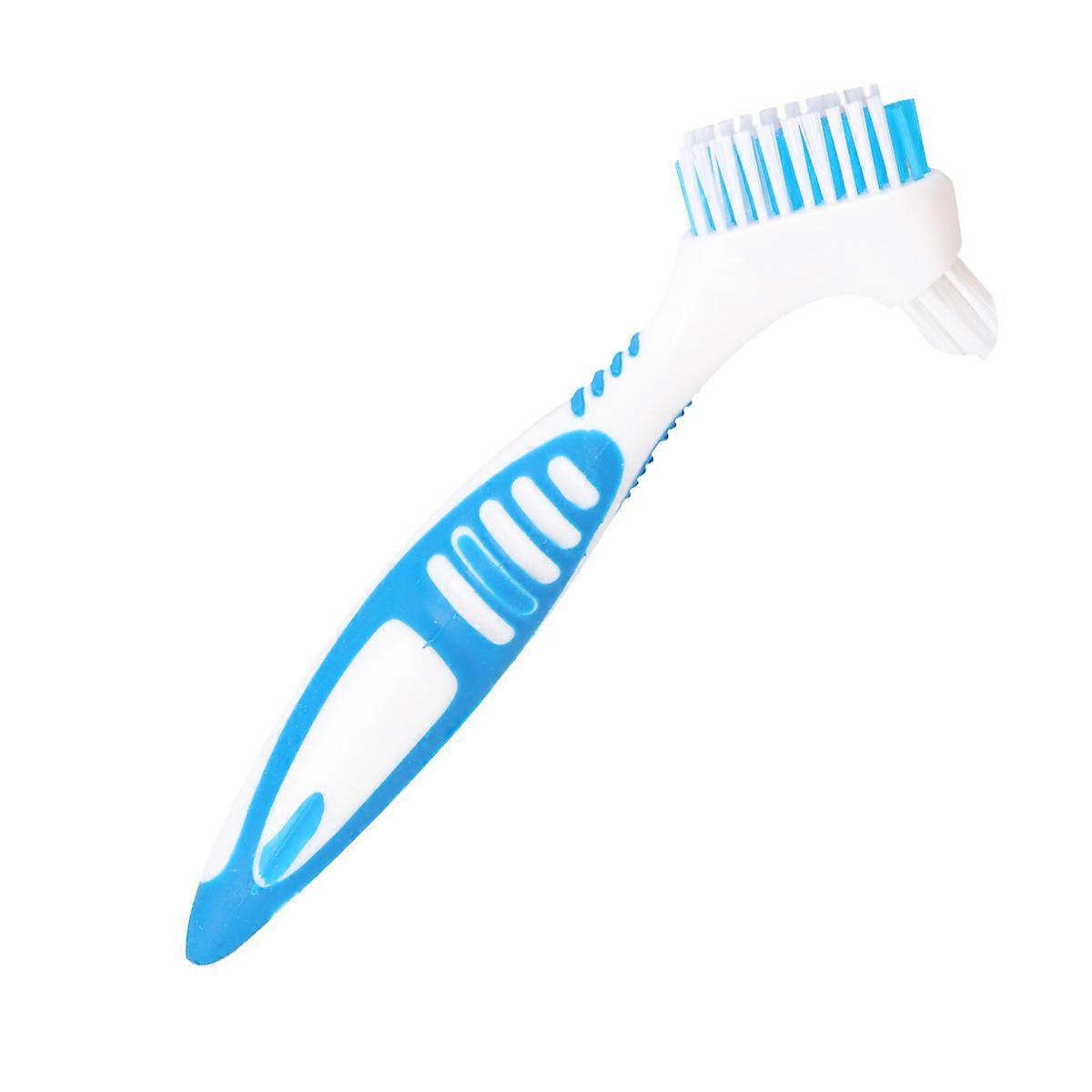 False Teeth Brush Denture Cleaning Brush for Cleaning Use with Silicone Handle