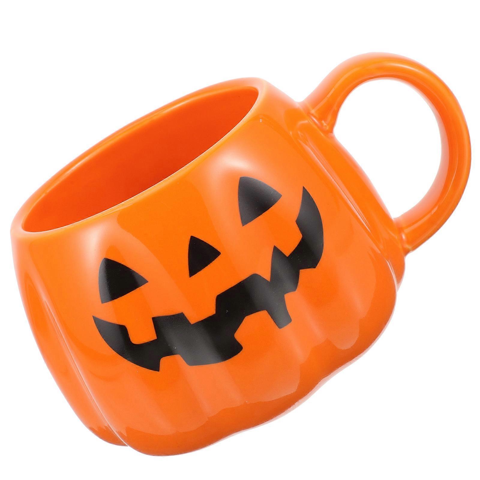 Halloween Mug Ceramic Pumpkin Mug for Office 2Pcs Decorative Use