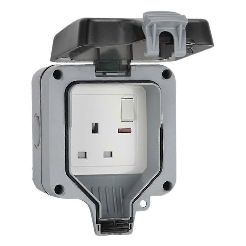 IP66 13A Rainproof Charging Socket Outdoor Socket Waterproof Box with Switch(UK Plug)