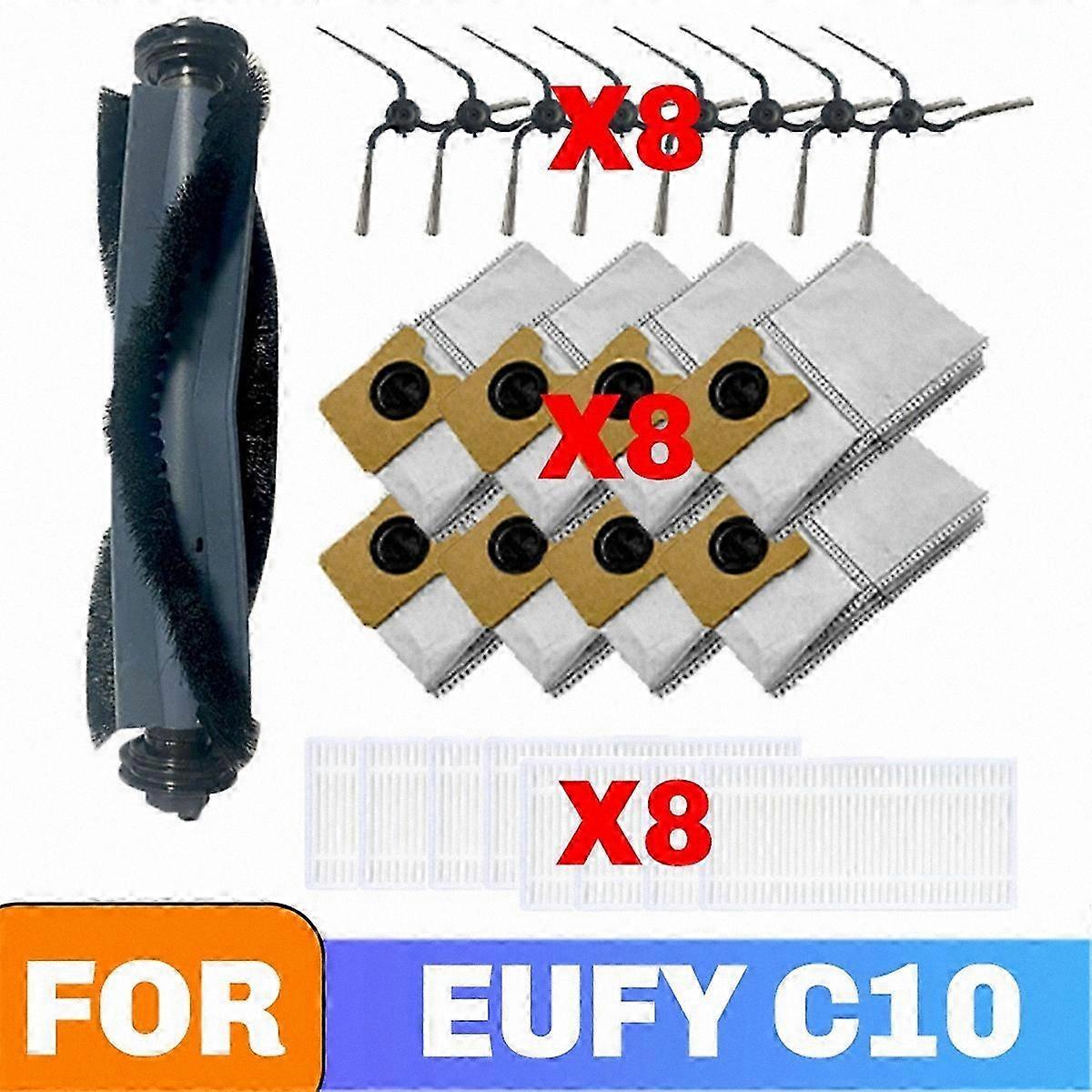 Robot Vacuum Replacement Kit: Main Brush, HEPA Filter, Side Brush, Dust Bag for C10 Models