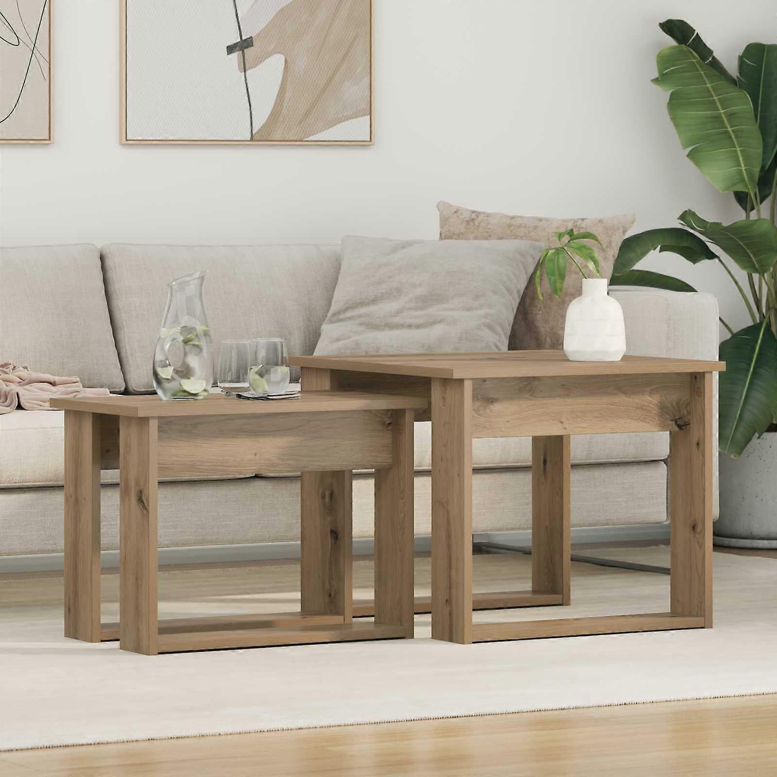 Kaffeetisch Set 2 pcs Artisan-Eiche Holzwerkstoff