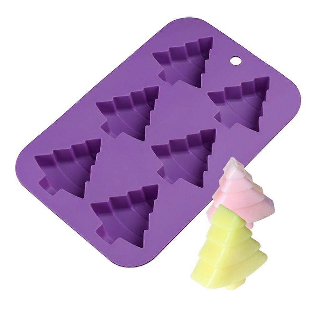 6 Cavity Silicone Christmas Tree Cake Mold MultiPurpose Baking Tray for Candy Soap Chocolate